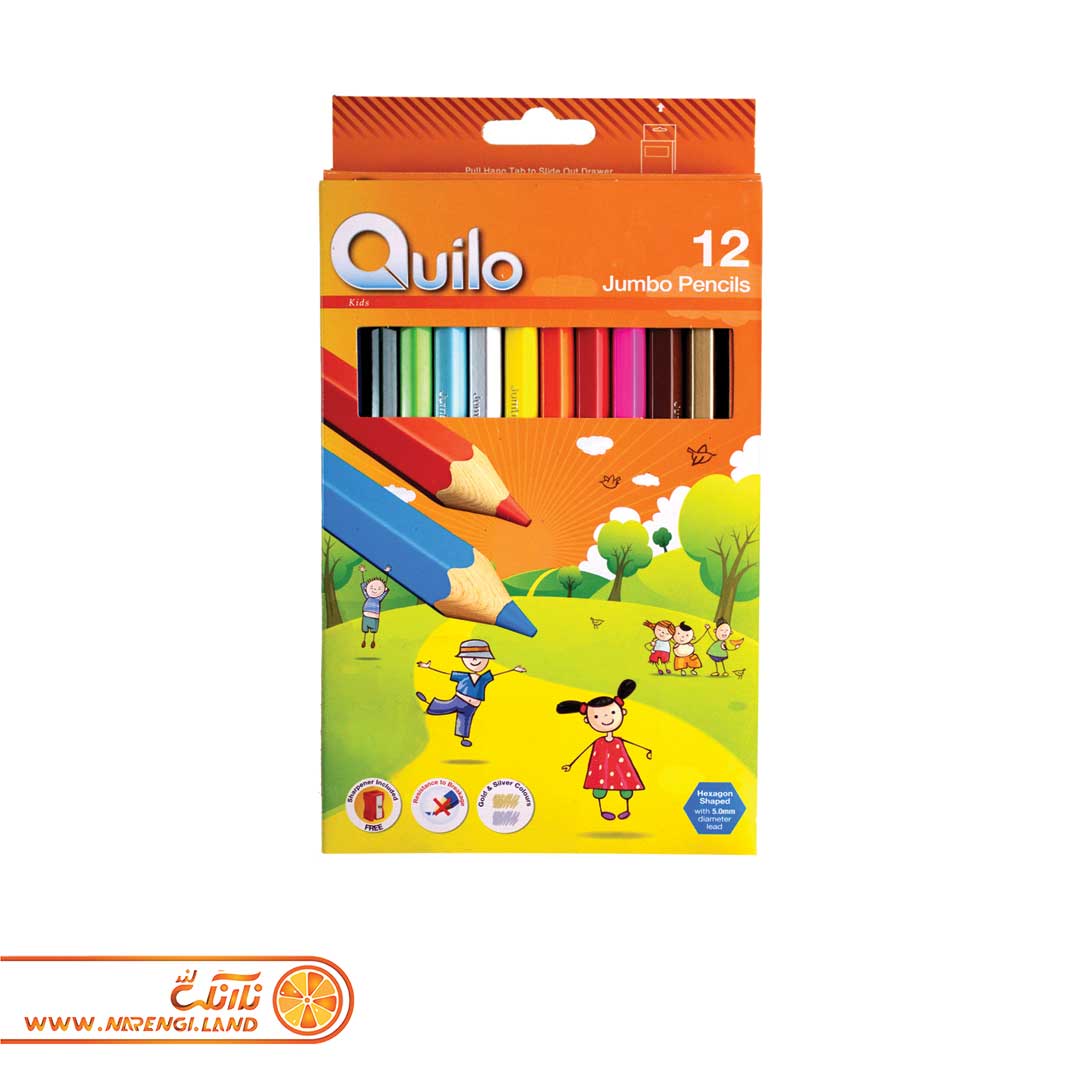 مداد رنگی 12 رنگ جامبو جعبه مقوایی کوئیلو