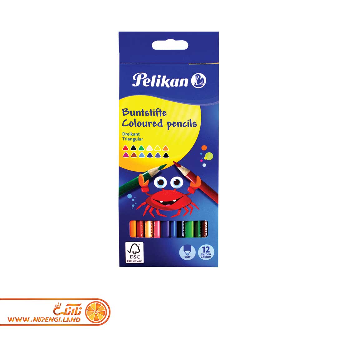 مداد رنگی 12 رنگ جعبه مقوایی پلیکان